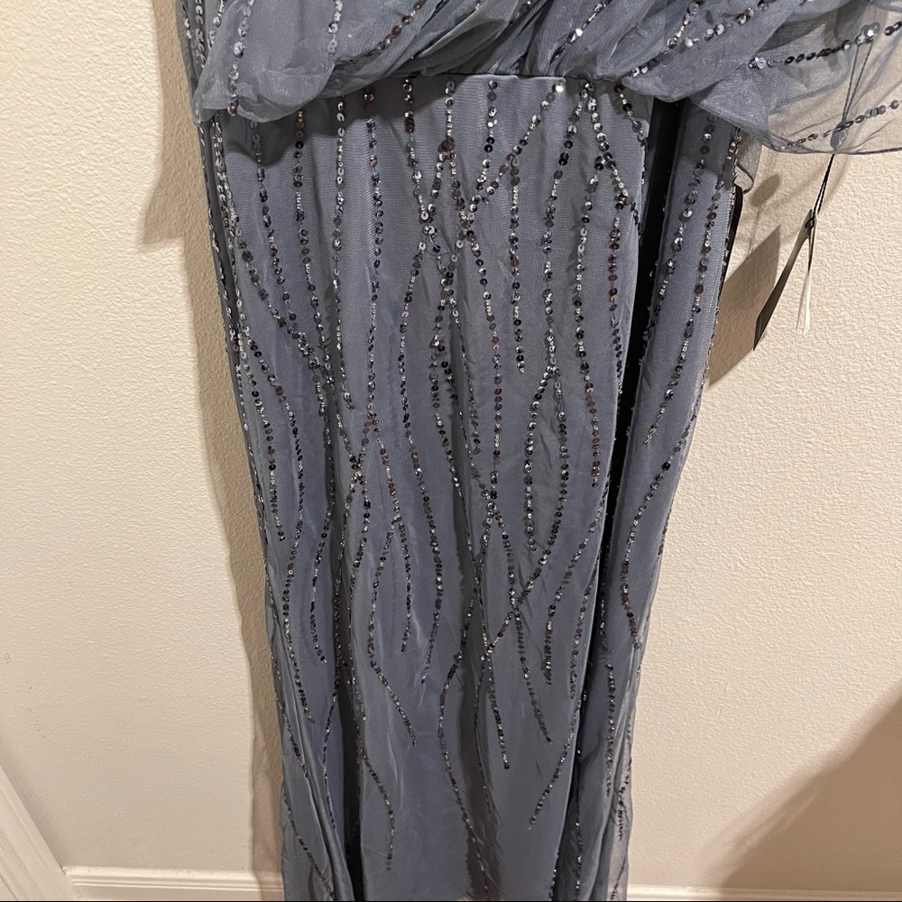 Adrianna Papell One Shoulder Long Beaded Dress - Picture 7 of 7
